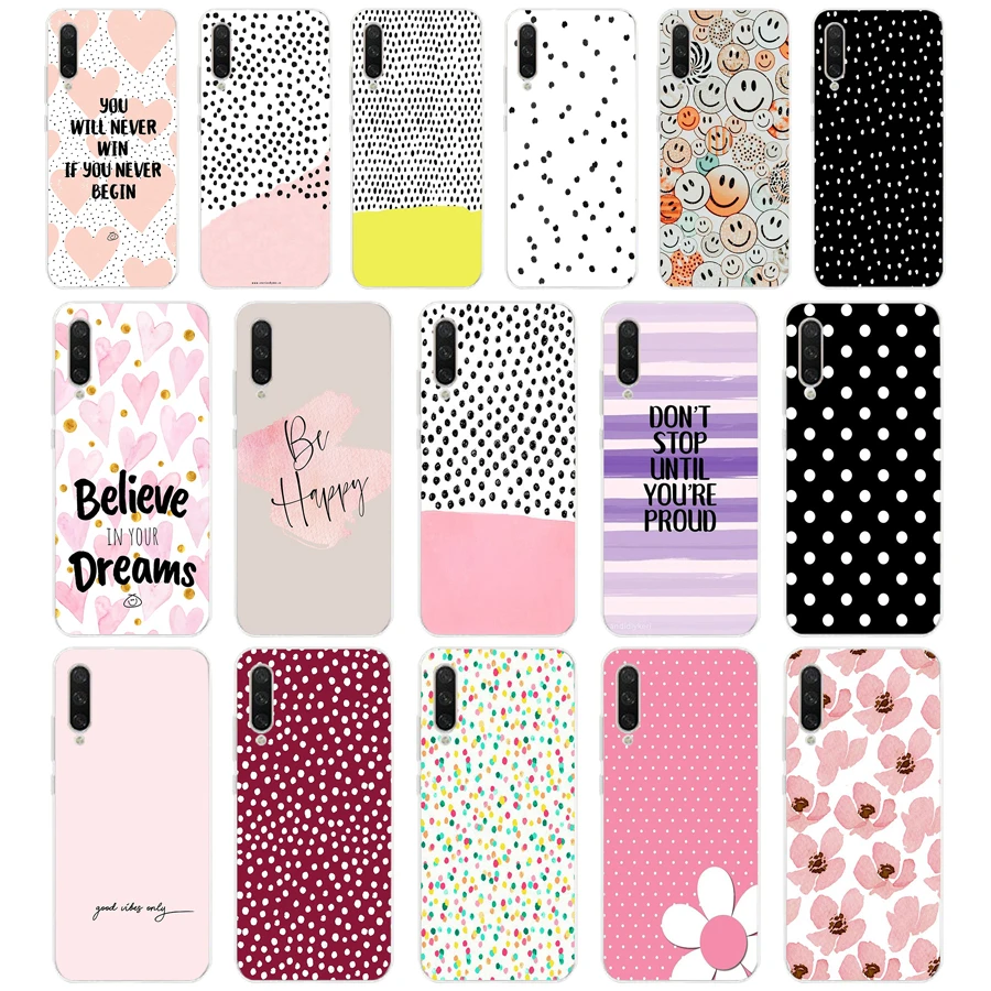 348FG Polka Dots Soft Silicone Tpu Cover phone Case for xiaomi redmi 9 9A Note 9 9s Pro MI 9 9T SE Lite