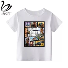 Футболка для мальчиков с принтом «Grand Theft Auto GTA»; забавная футболка с героями мультфильмов для детей; летняя детская одежда; футболка; топы с героями мультфильмов