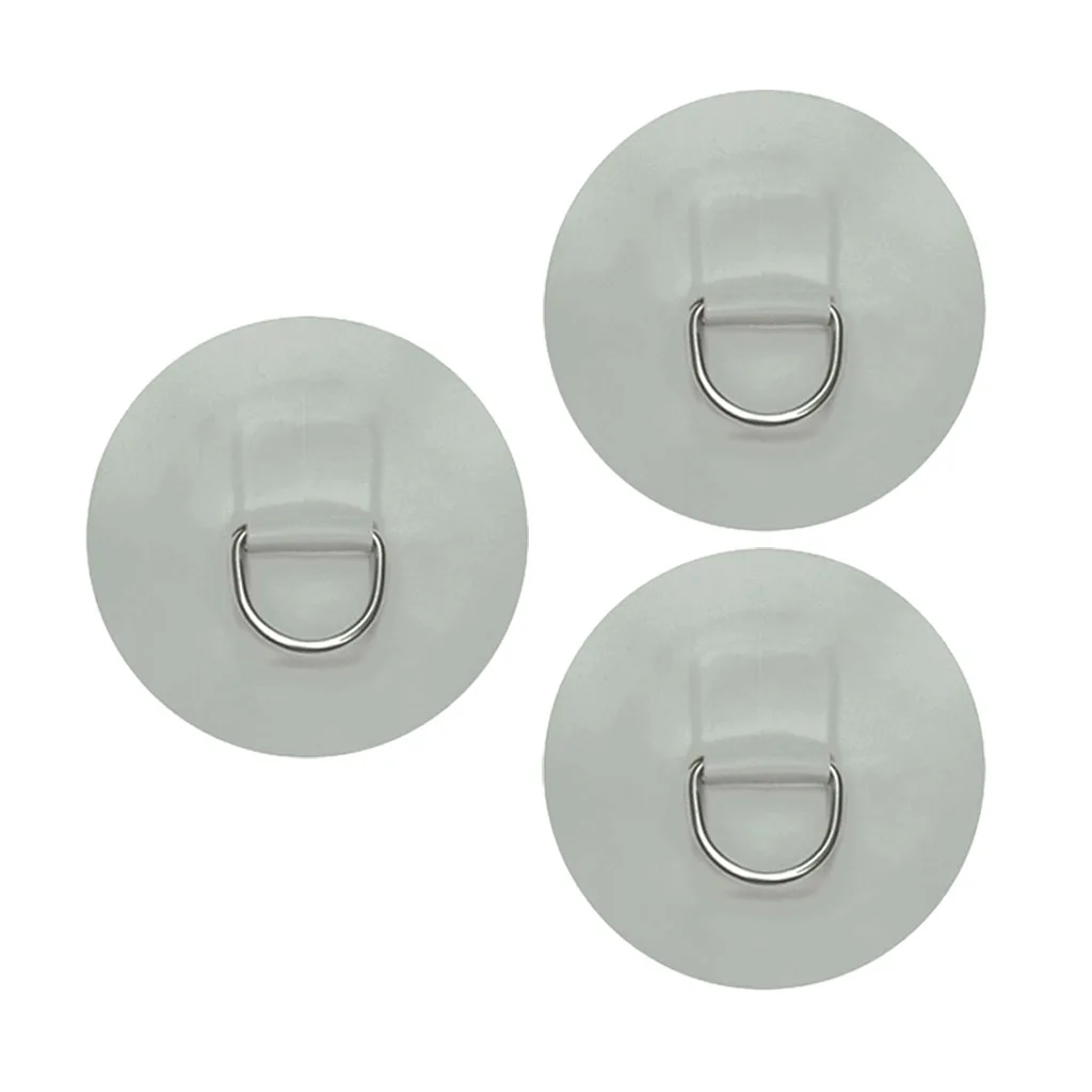 3pcs PVC 110mm Round D-Ring Patch for Inflatable Boat Dinghy Kayak Canoe Gray