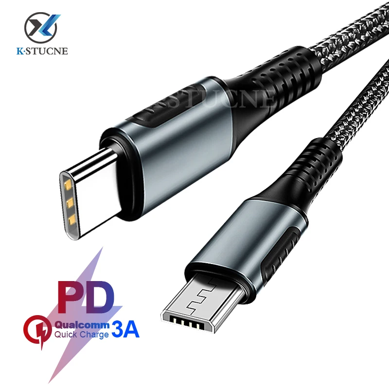 

USB Type C To Micro Usb Cable For Samsung Galaxy S7 S6 Android Fast Charging Mobile Phone Charger Cord For Huawei USB PD Cable