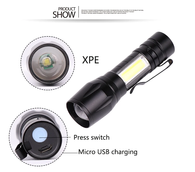USB Перезаряжаемый фонарь, светильник-вспышка, масштабируемый фонарь, мощный водонепроницаемый фонарь, светодиодный светильник-вспышка, COB светодиодный светильник-вспышка для кемпинга