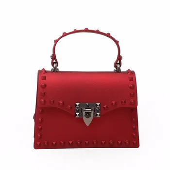 

Women Fashion Messenger Bag Designer Jelly Shoulder Bag PVC Leather Handbag Rivet Luxury Flap High Quality Crossbody Bags Purses