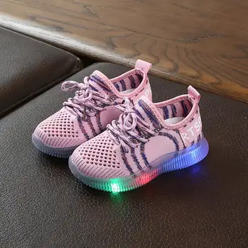 

Children Shoes Kids Sneakers Baby Girls Boys Bling Led Light Luminous Sport Sneakers Shoes Round Toe Lace-up Rubber Casual Shoes