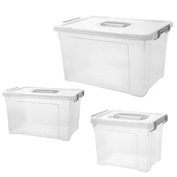 

3 Pcs Clothing Storage Box Snack Container Cosmetic Holder (L+M+S Transparent)