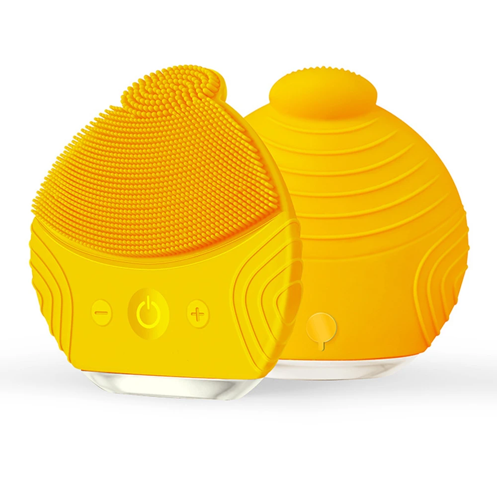 yellow Ультразвуковая электрическая щетка для чистки лица, щетка для мытья лица, вибрационная щетка для удаления черных точек, очиститель пор, массажный USB - Цвет: yellow