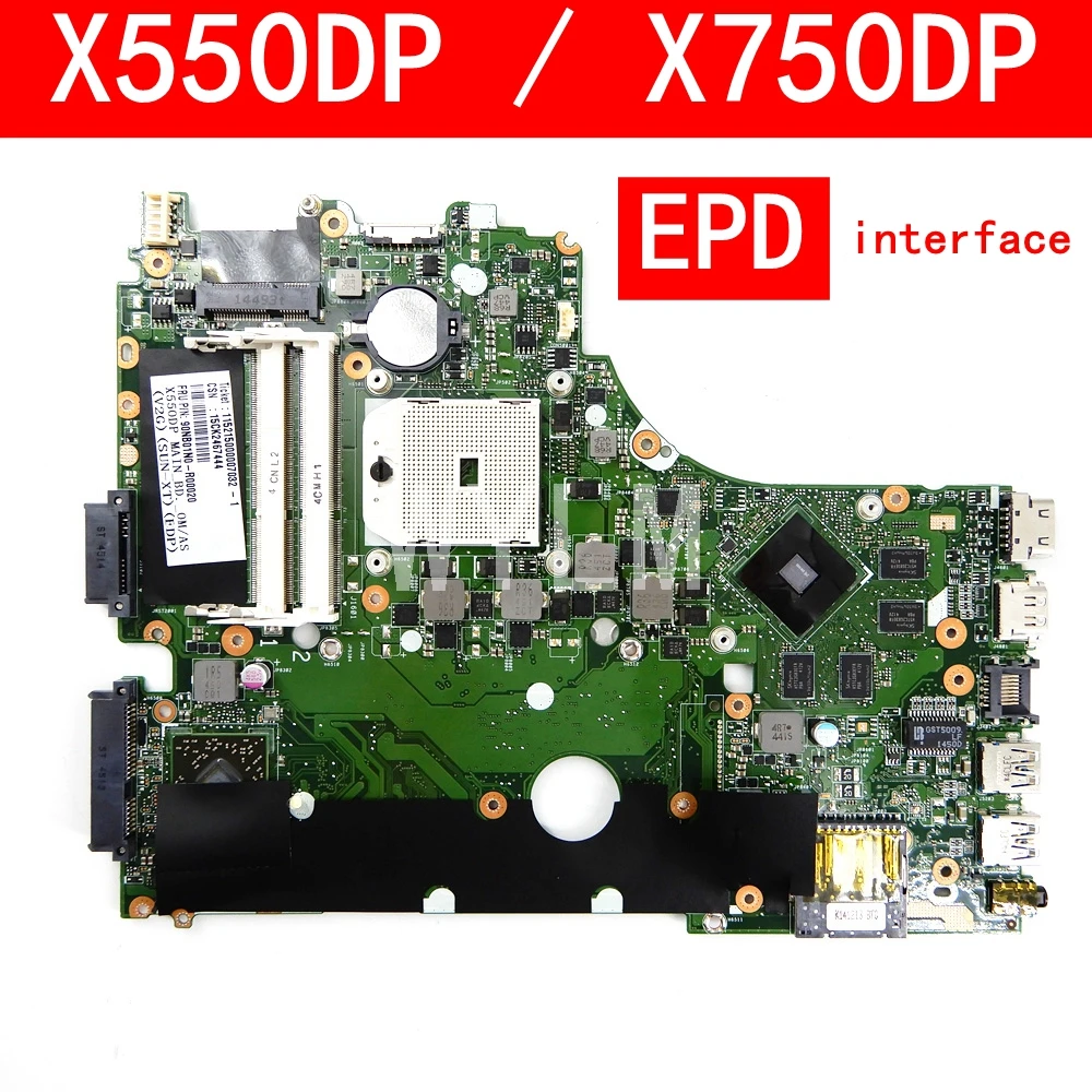 Материнская плата интерфейса X550DP EDP 2G 216 0841009 для ASUS X750DP X550D K550D K550DP ноутбука REV 2 0 100%