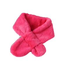 Зимний Теплый детский шарф, Рождественский Модный милый шарф с имитацией кроличьего меха, однотонный плюшевый шарф для мальчиков и девочек