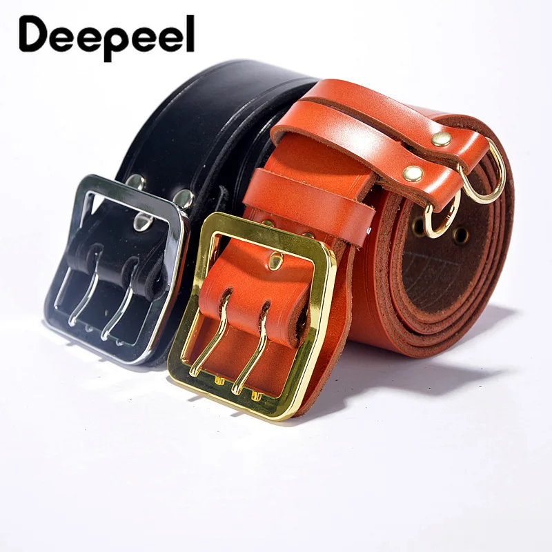 Deepeel/1 шт., 4,8 см* 105 см-125 см, мужской ремень с двойным отверстием, специальный двойной ремень с пряжкой, мужской широкий ремень из воловьей кожи YK726