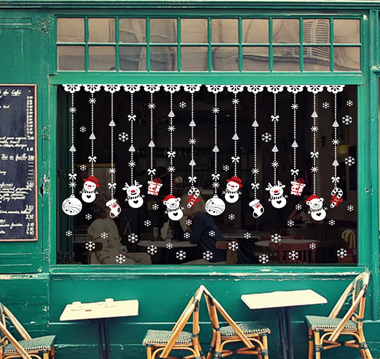 Рождественские украшения для дома Рождественский Снеговик Красивая подвеска настенный стикер для магазина окно Рождественское украшение из стекла стикер
