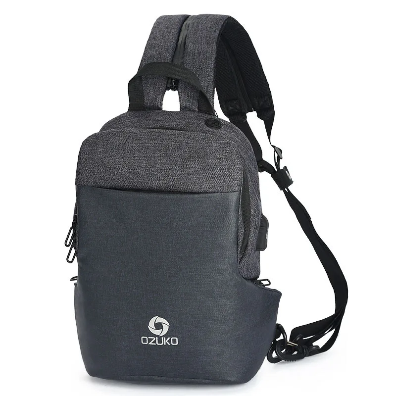 Классическая мужская сумка-мессенджер, Большая вместительная нагрудная сумка для мужчин, Оксфордские сумки через плечо, мужская сумка через плечо с зарядкой через USB для Ipad 9,7" - Цвет: 1