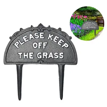 

Metal Garden Warning Sign Please Keep Off The Grass Sign With Stake Cast Iron Yard Sign For Outdoors Garden Decoration