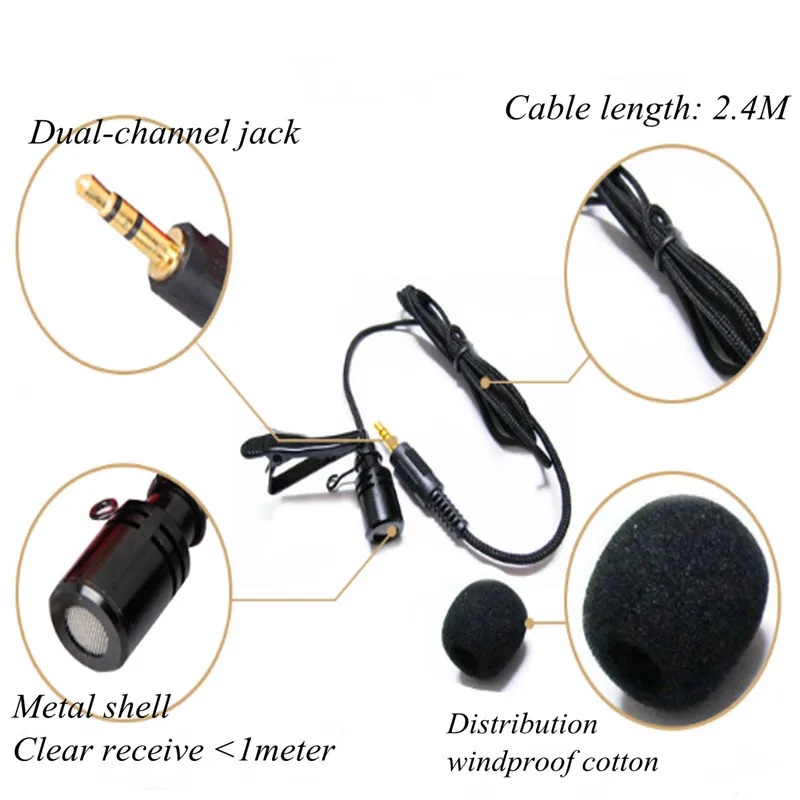 Leora Mini 2 4 м 3 5 мм всенаправленный металлический микрофон петличка с зажимом для