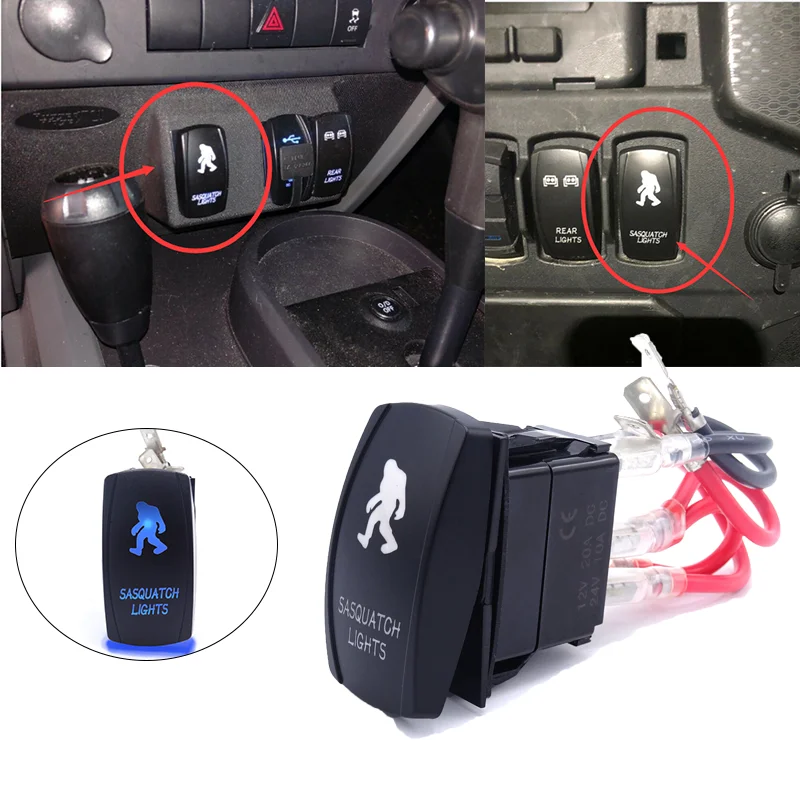 20a 12v On/off Sasquatch Light 5 Pin Waterproof Rocker Switch Universal ...