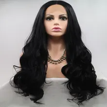 Натуральные черные волнистые термостойкие волокна синтетические парики на кружеве бесклеевые средние пукающие волосы для женщин парики для ежедневного макияжа