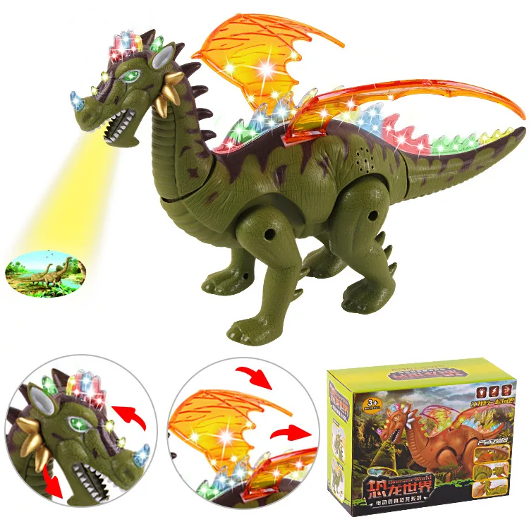 

Children Electric Sound And Light Projection Dinosaur Sound Colorful Dragon Walk Swing Animal Model Boy Toy