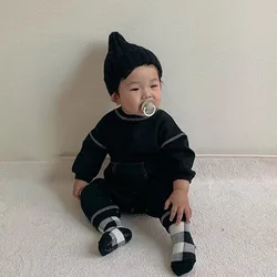 Ecavus – barboteuse à manches longues pour bébés garçons et filles, vêtements décontractés avec tout, Patchwork Beige et noir, collection printemps automne 