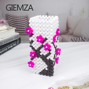 

GIEMZA White Beaded Vase Crystal Decorative Beads for Vases for Centerpieces about 21cm Diy Dried Flower Handmande Art Flower