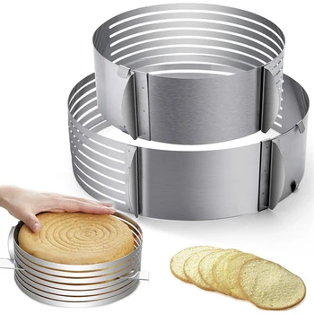 

Stainless Steel Adjustable Layer Cake Slicer Mold Cutter Round Shape Bread Cake Slicer Mould Mousse Ring Circle Kitchen Tools