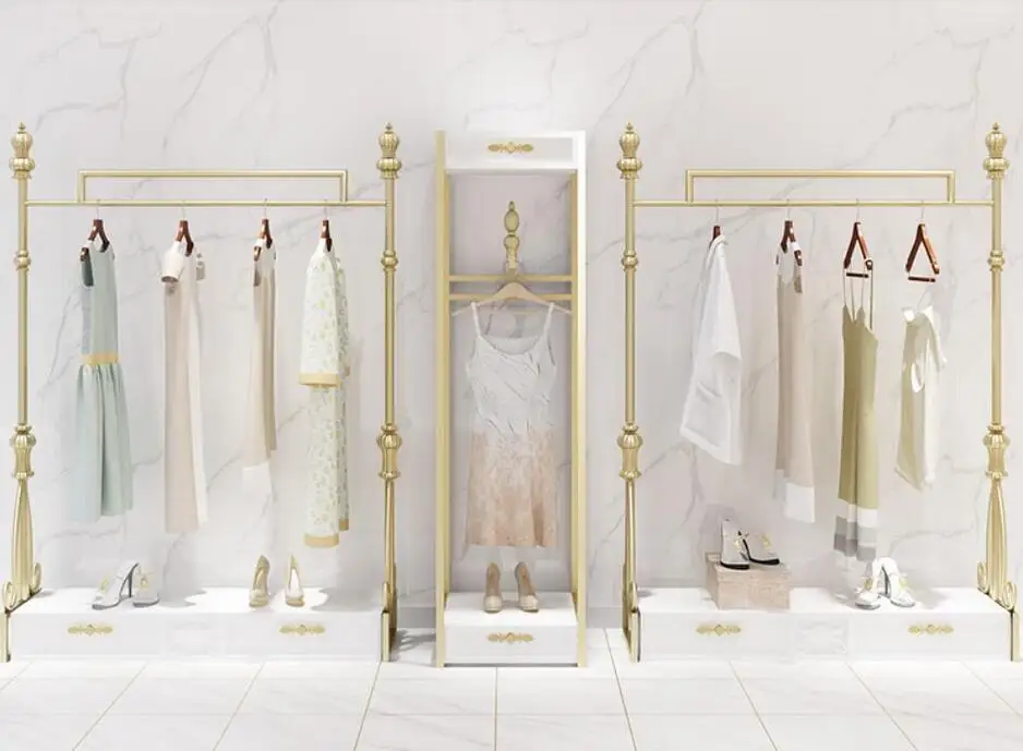 

Shopping Exhibition type of floor European side shelf hanging clothing