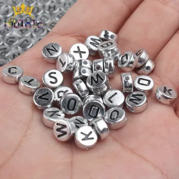 

100pcs 4x7mm Grey Mixed Alphabet Beads English Letter Acrylic Beads For Jewelry Making Handmade DIY Bracelet Charms Accessories
