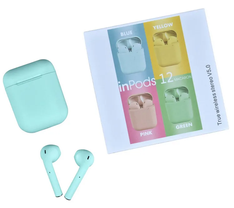 inpods 12 TWS беспроводные наушники 8D стерео Bluetooth 5,0 Hi-Fi HD спортивная Гарнитура мини-наушники светодиодный дисплей с 1200 мАч внешним аккумулятором - Цвет: inpods 12