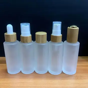 

15ml 30ml matte black purple blue amber clear essential oil glass dropper bottle with bamboo lid bamboo serum bottle e-liquid