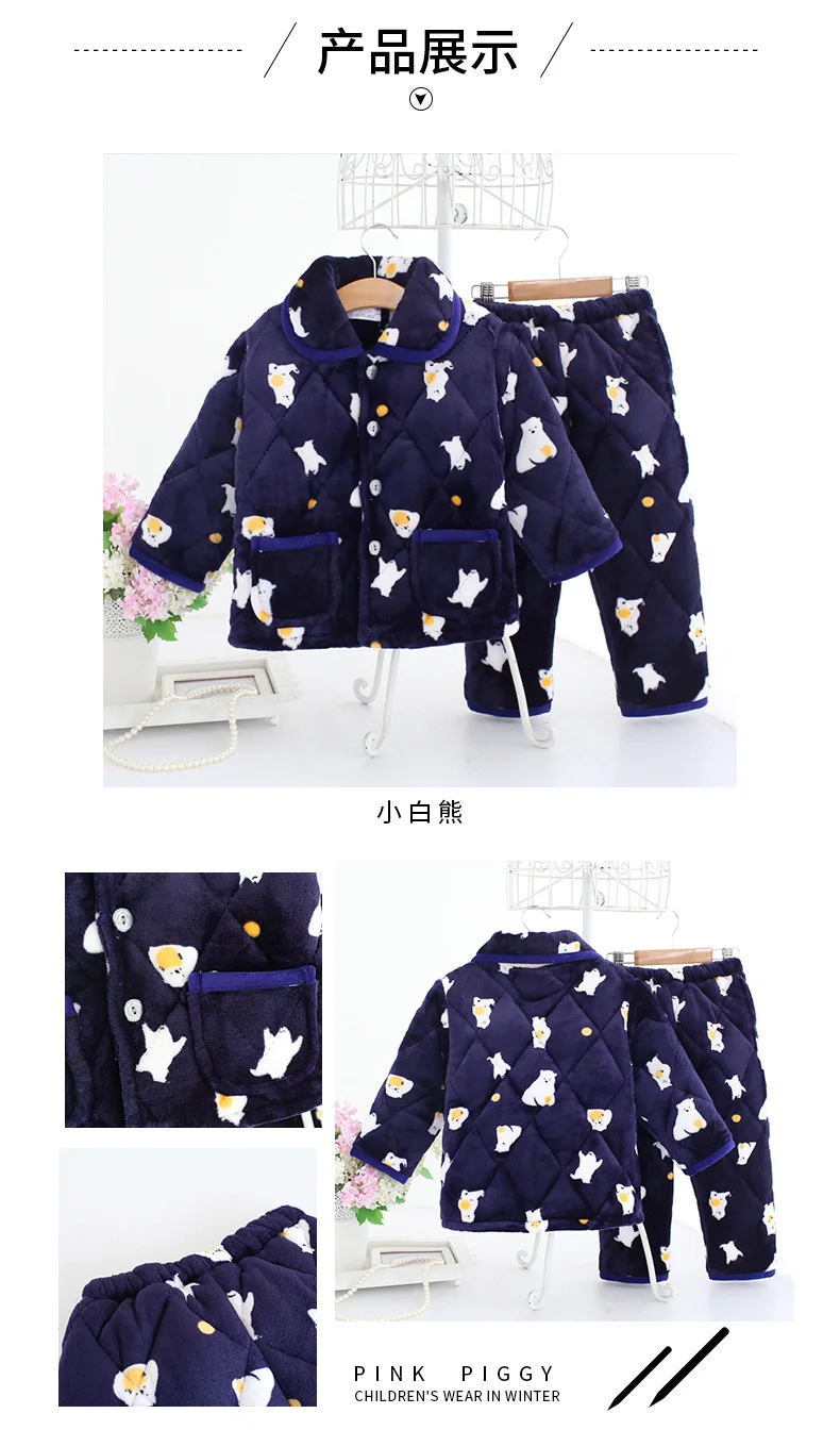 Winter Kids boy girl Pajamas sets Children thickening Velvet flannel home clothing nightwear winter clothes teenager pajamas set