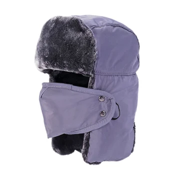 

Unisex Ear Flap Windproof Face Mask Bomber Hat Hunting Skiing Keep Warm Adjustable Chin Strap Faux Fur Hiking Outdoor Winter