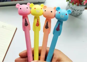 

korea Mr bear animal gel pen cartoon neutral pen student prize school office black write pen promotion gift pen 0.5mm 48pc/lot