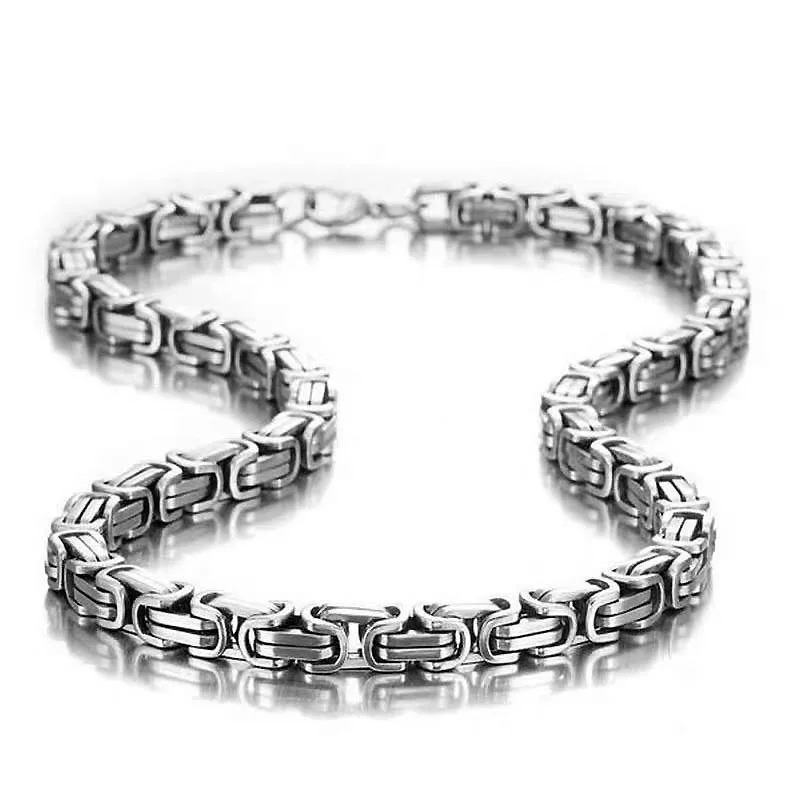 Stainless Steel Necklace Width 5MM 316L Titanium Steel Imperial Chain Necklace Stainless Steel Men's Necklace Hip Hop Rock Jewelry Length 60/70CM