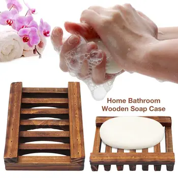 

Natural Wooden Soap Dish Wood Soap Tray Holder Soap Storage Rack Plate Box Container For Bath Shower Plate Bathroom Accessoires