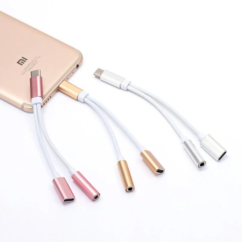 2 в 1 Тип C до 3,5 мм зарядное устройство для наушников аудио разъем USB C кабель портативный type-C до 3,5 мм разъем адаптер для мобильного телефона