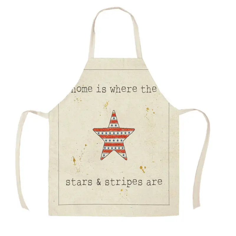 American Flag Aprons Kitchen Apron Women Creative Flag Cotton Linen Bibs Household Cleaning Pinafore Home Cooking Aprons WQD365