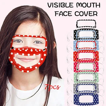 

7pcs Kids Masks Dot Clear Expression Lip Reading Face Mask With Detachable Eye Shield Kids Face Mask For Kids mascarillas