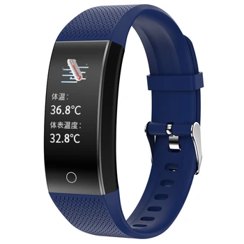 

QW18T Smart Temperature Watch Waterproof Heart Rate Bracelet Sleep Monitor for Huawei Xiaomi iPhone Blue