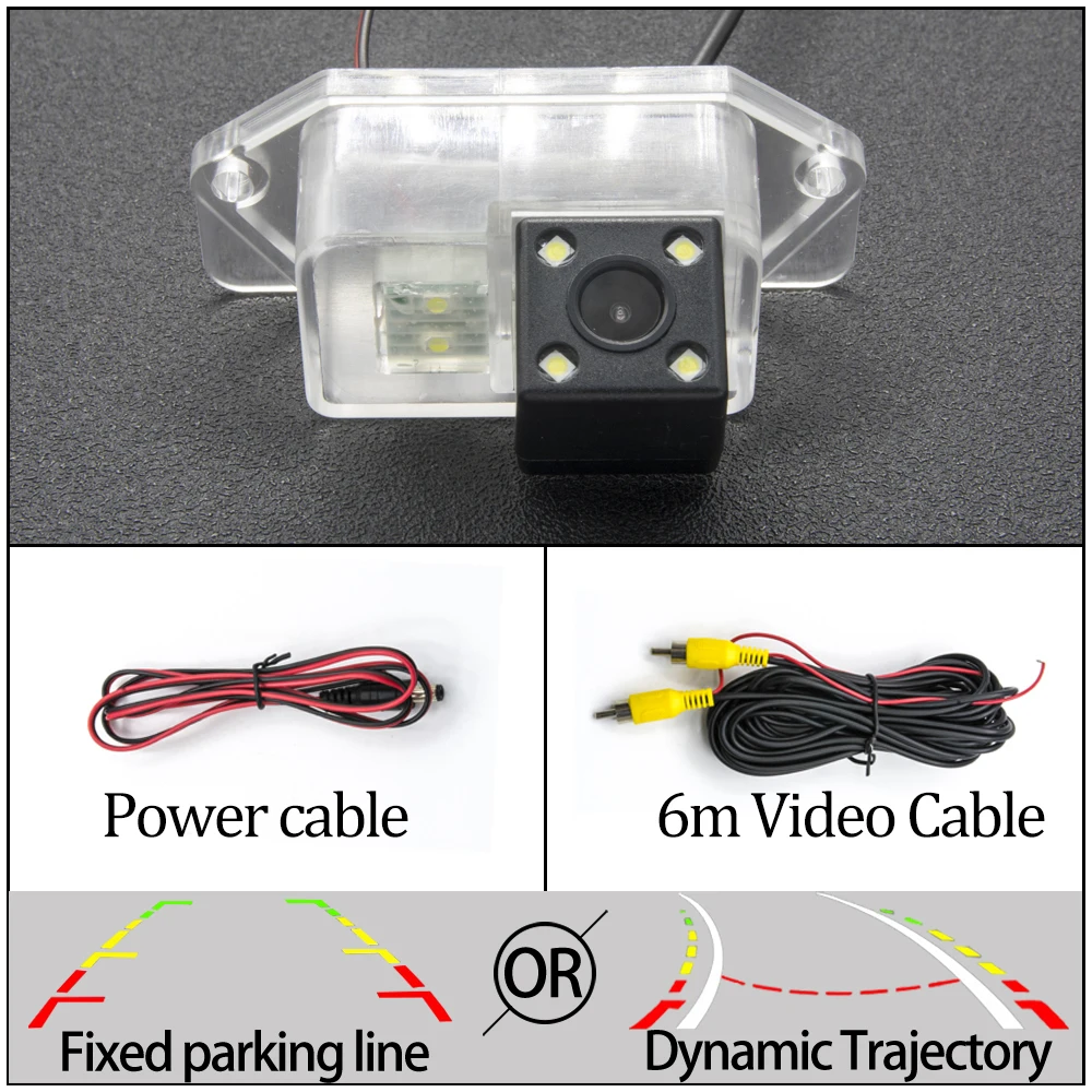 Фиксированная или динамическая траектория треков CCD Автомобильная камера заднего вида для Mitsubishi Eclipse Lancer 8 9 10/Lancer EX/Lancer EVO/Evolut Car - Название цвета: 4LED Camera Only