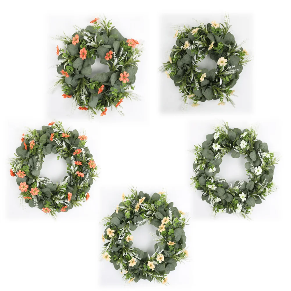 

Artificial Garland Christmas Wreath Plastic Fake Flowers Party Home Decoration Wedding Festival Door Hanging Decoration Rattan
