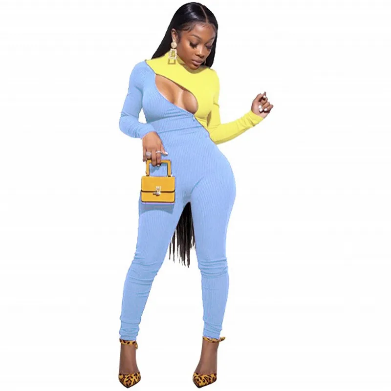 

2020 New Spring High Quality Jumpsuit Women Fashion Sexy Skinny Jumpsuit Female Long Sleeve Clubwear Playsuit Party Clothing