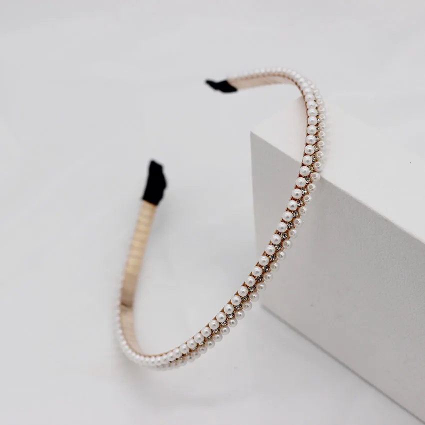 New fashion Korean rhinestone pearl fine section wild casual headband bridal hair accessories 799 - Окраска металла: 3