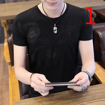 

Short-sleeved t-shirt male Korean version of the self-cultivation cotton tight white shirt thin section