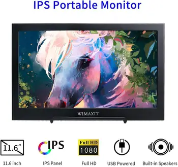 

WIMAXIT M1160 11.6 Inch 1920X1080 Portable Monitor for Raspberry Pi 4 B+/2B/3B / Xbox 360/PS4/mac os/Windows 7/8/10