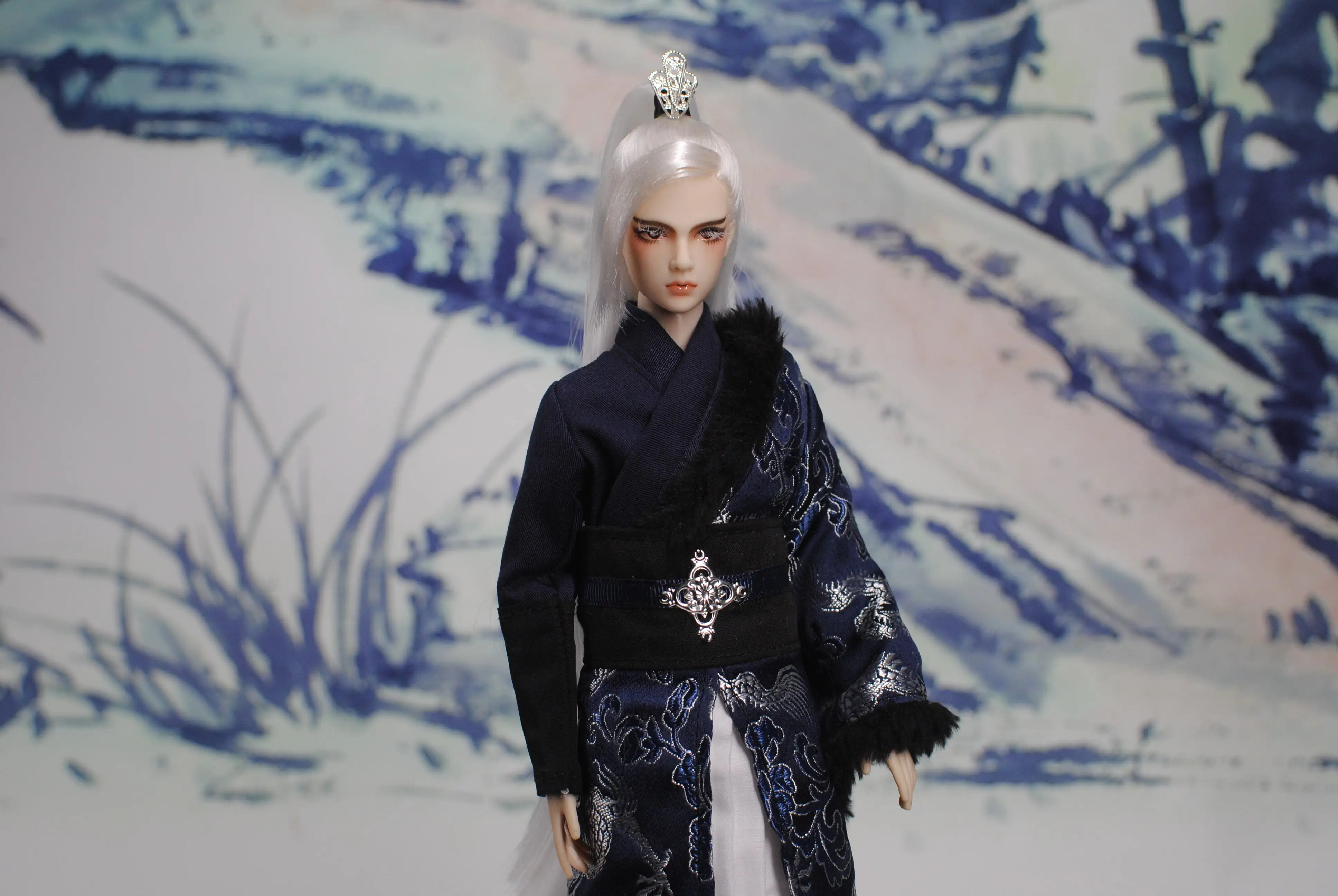 1/6 Scale BJD Doll Chinese Ancient Costume Hanfu Samurai Suit Long Hair Samurai Wig for30cm Male Body Limited Edition Collection