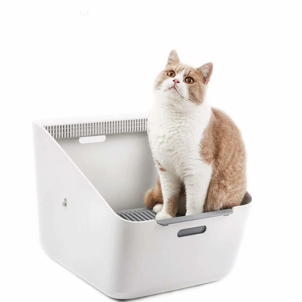 自動砂スマート猫トイレネット味ダブル抗砂誘導セミオープンスマートペット砂猫砂パン Cat Litter Boxes Aliexpress