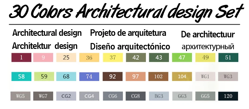 30 Architectural Set TOUCHTEN 30/40/60/80 Цвет набор маркеров для живописи с двумя головками художественный эскиз на спиртовой основе маркеры для анимация дизайн Манга ручка поставок - Цвет: 30 Architectural Set