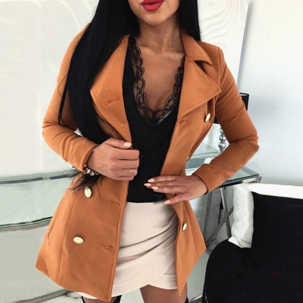 

CALOFE 2019 Autumn New Women Blazer Suit Coat Casual Bussiness Jacket Plus Size S-5XL Jacket Veste Femme Slim Blazer Feminino