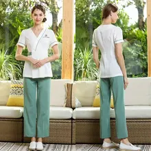 Красивая Униформа косметолога спецодежда 2 шт. наборы Женский медсестры медицинская спа униформа для салонов красоты одежда для массажа AS142