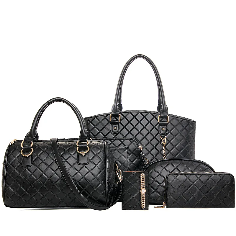 

Bag 2019 New Style WOMEN'S Bag Grid Six Pieces Set Picture Six Pieces Set Bag Europe And America Style WOMEN'S Shoulder Bag