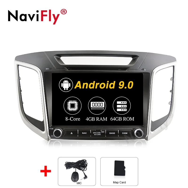 NaviFly Android 9,0 автомобильный мультимедийный плеер " сенсорный экран Авторадио Стерео для HYUNDAI ix25 Поддержка gps навигации - Цвет: 64G model