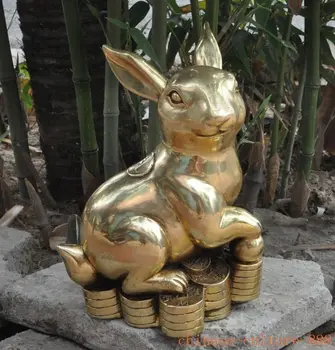 

christmas chinese fengshui brass copper zodiac year money coin rabbit lucky statue halloween