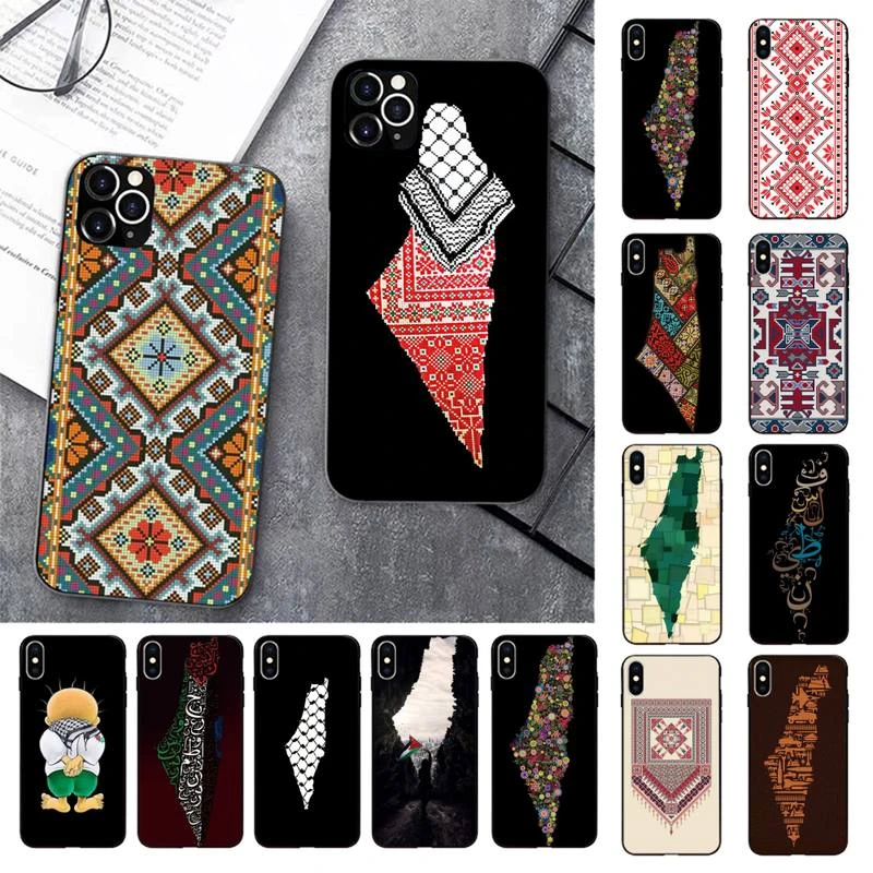 iphone 13 pro max cover Embroidered Map of Palestine Phone Case for iPhone 13 11 12 pro XS MAX 8 7 6 6S Plus X 5S SE 2020 XR cover iphone 13 pro max wallet case